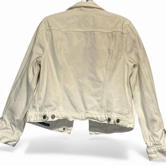 LUCKY BRAND THE TOMBOY TRUCKER WOMENS WHITE JEAN JACKET SIZE SMALL - Picture 2 of 6